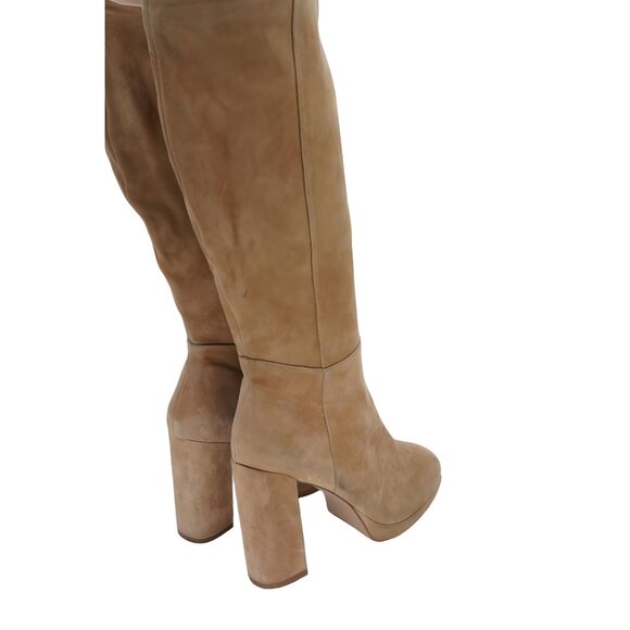 Steve Madden Marcello Knee High Suede Boots Block Heel Tan Women US 10 - Picture 3 of 6